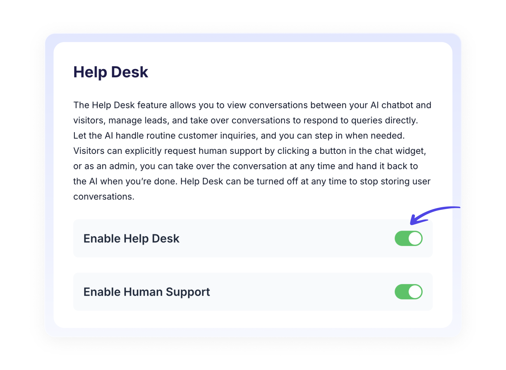 Enable Help Desk and Human Support