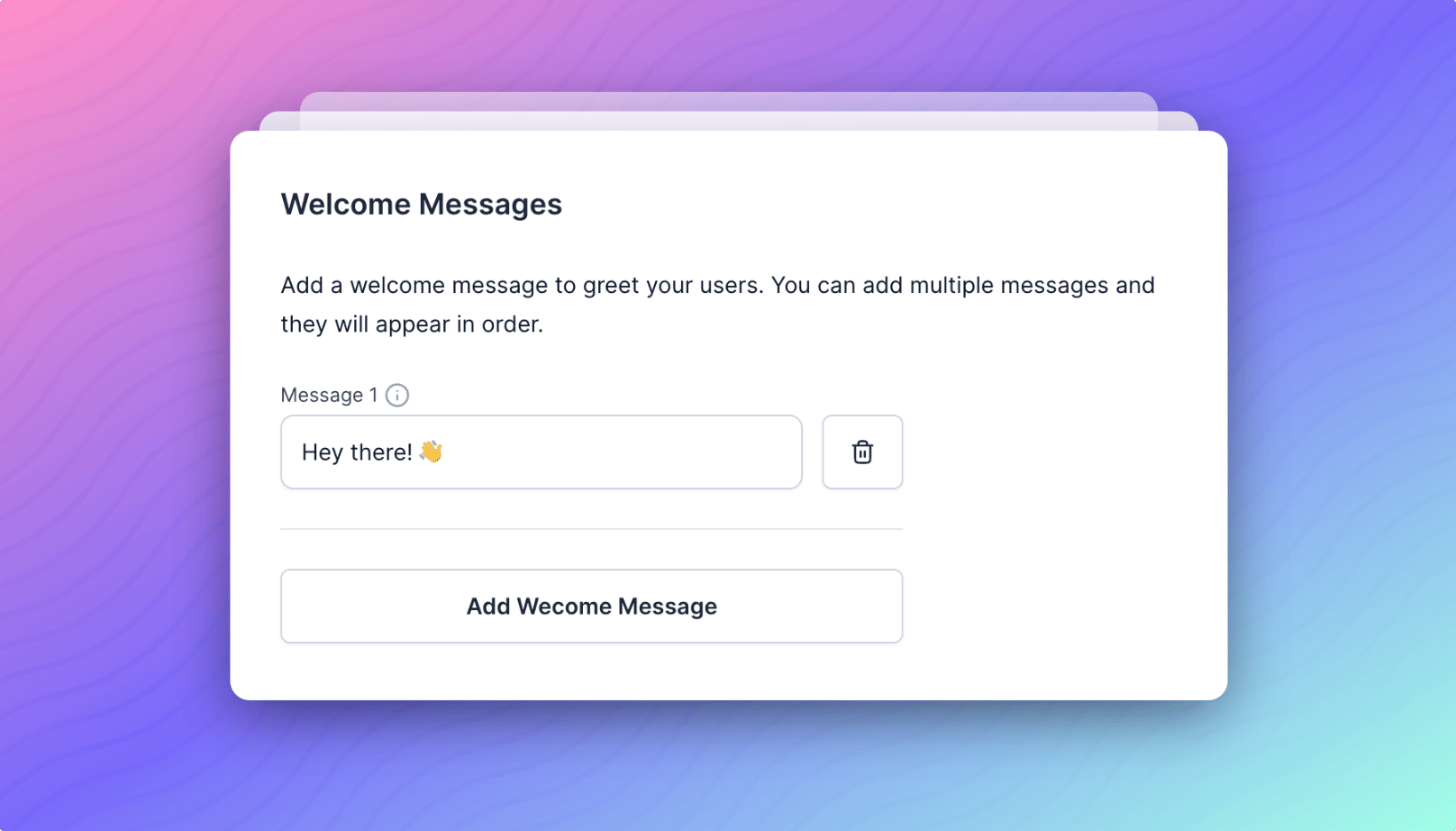 Welcome messages with Tiny Talk